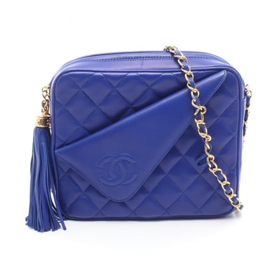 シャネル CHANEL マトラッセ タッセル ショルダーバッグ バッグ ラムスキン(羊革) レディース ブルー系 【中古】