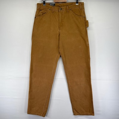 古着 美品 ディッキーズ Dickies ダック パンツ ダックペインターパンツ タグ付き デッドストック ワーク W34 L34 ブラウン系 メンズ