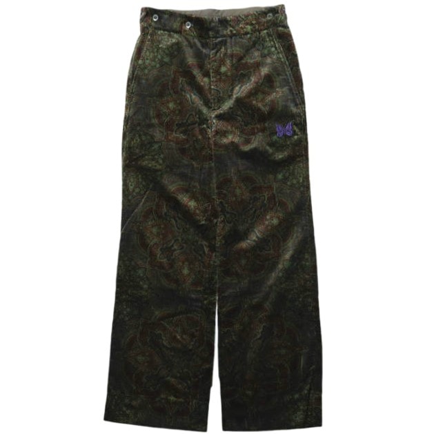 Needles x ts(s) ニードルス ティーエスエス 23AW BOOT-CUT SIDE TAB TROUSER – VELVET CLOTH ブーツカットサイドタブトラウザー ベルベットクロス XS Green 定価53,900円 ベロア パンツ