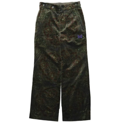 Needles x ts(s) ニードルス ティーエスエス 23AW BOOT-CUT SIDE TAB TROUSER – VELVET CLOTH ブーツカットサイドタブトラウザー ベルベットクロス XS Green 定価53,900円 ベロア パンツ