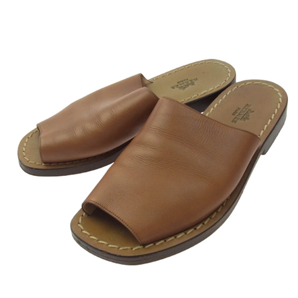 HERMES ブラウン レザー サンダル 36 傷や汚れあり】HERMES エルメス サンダル オープントゥ レザー