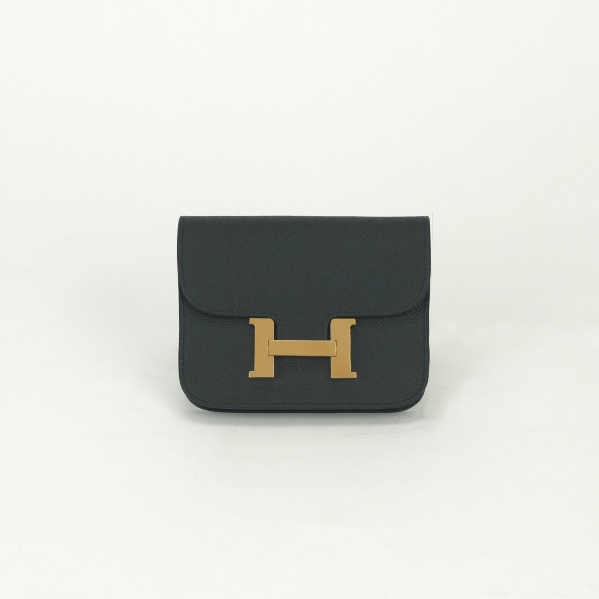 エルメス HERMES コンスタンススリム コンスタンス スリム 財布 二つ折り財布 ミニ財布 ミニウォレット エプソン ノワール Noir ブラック Black 黒 ゴールド金具 ヴォーエプソン コンスタンスミニ