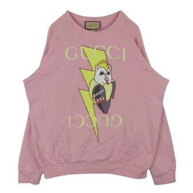 GUCCI グッチ スウェット 617964 XJEGK ばなにゃ パンク メタル クルーネック スウェット トレーナー イタリア製 ピンク系 L【中古】