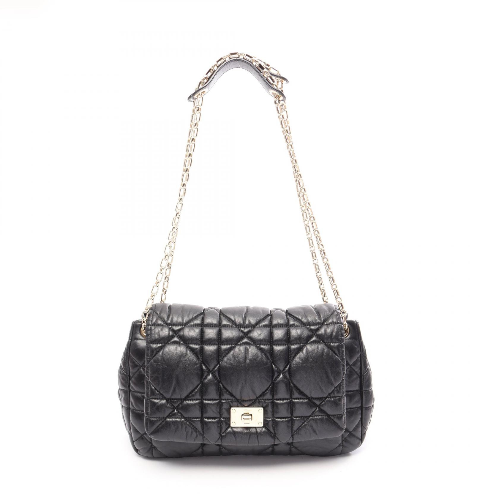 ディオール Dior Milly La Foret カナージュ ショルダーバッグ バッグ レザー レディース ブラック系 【中古】