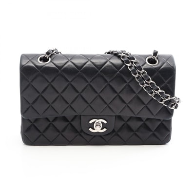 シャネル CHANEL マトラッセ Wフラップ ショルダーバッグ バッグ ラムスキン(羊革) レディース ブラック系 【中古】