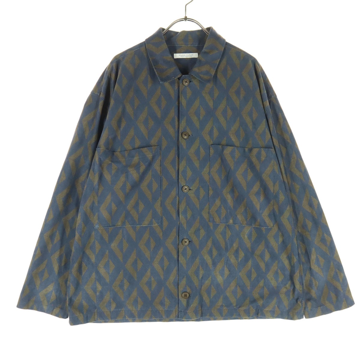美品 JOURNAL STANDARD ジャーナルスタンダード 総柄 長袖 シャツジャケット L ブルー系