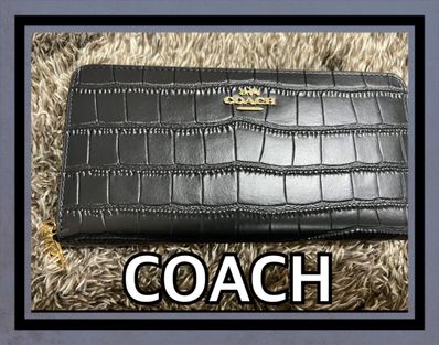 COACH コーチ ブラック ワニの型押し 長財布