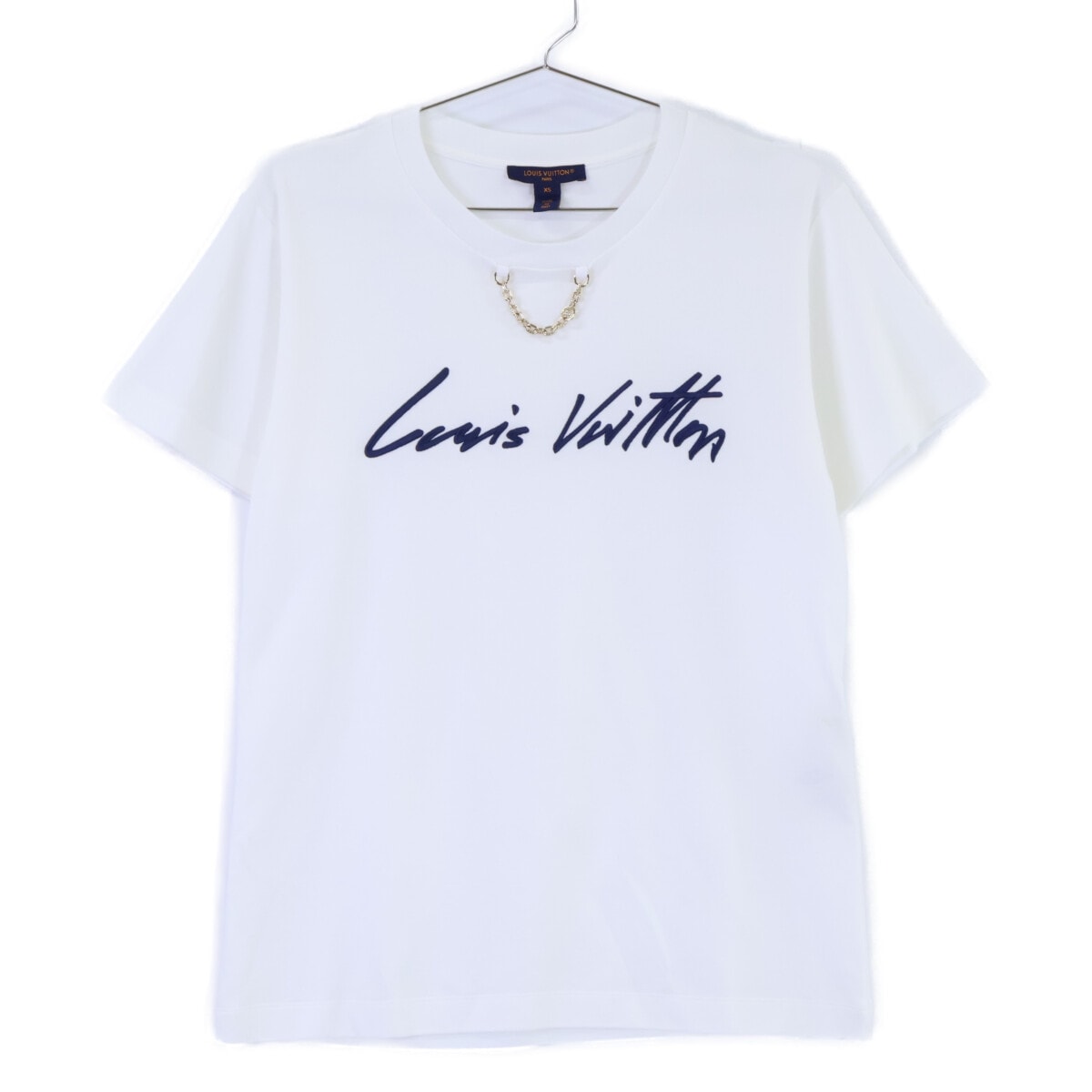 ルイヴィトン 【国内正規/25年製】RW252WW UOL FTTB13 チェーン付 ロゴ刺繍 半袖Tシャツ XS