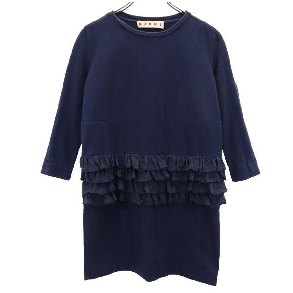 MARNI マルニ 7分袖 ワンピース ネイビー系