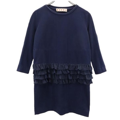 MARNI マルニ 7分袖 ワンピース ネイビー系