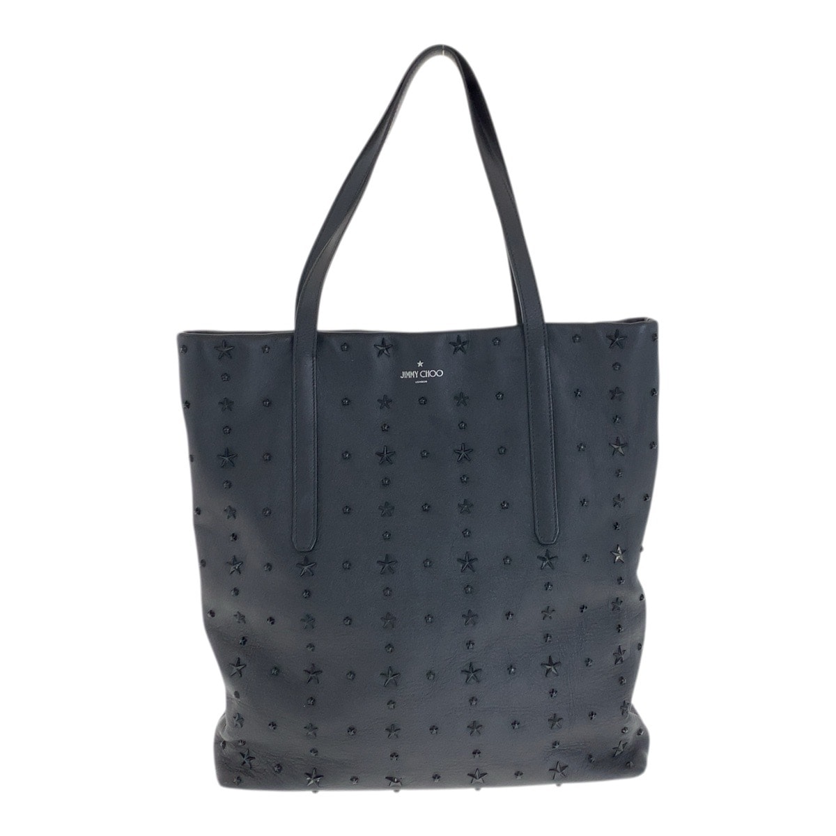 美品 JIMMY CHOO ジミーチュウ ピムリコ スタッズ ブラック 黒 シルバー金具 レザー トートバッグ ビジネスバッグ 600476 【中古】