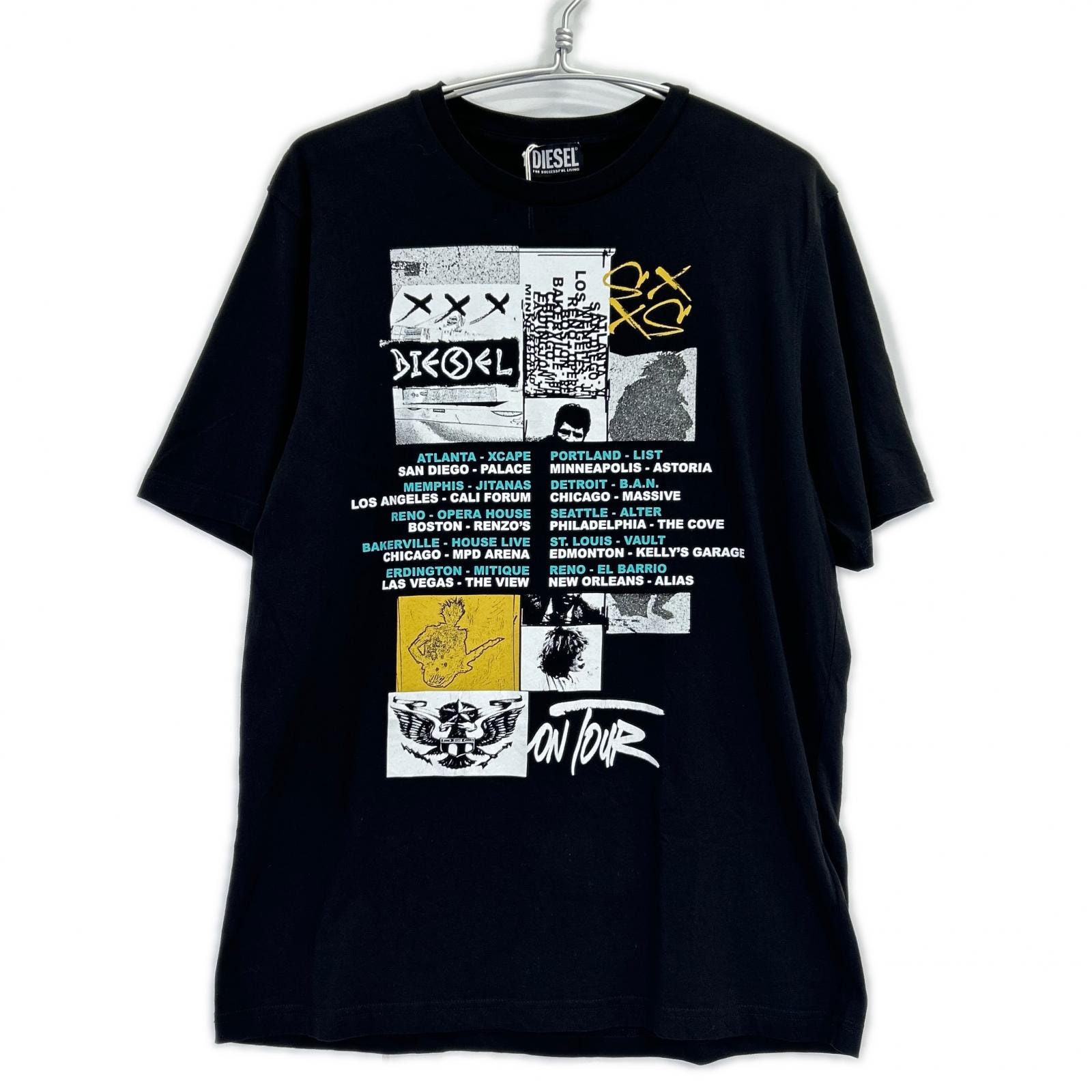ディーゼル ブラック T-JUST-ROCK グラフィック Tシャツ L
