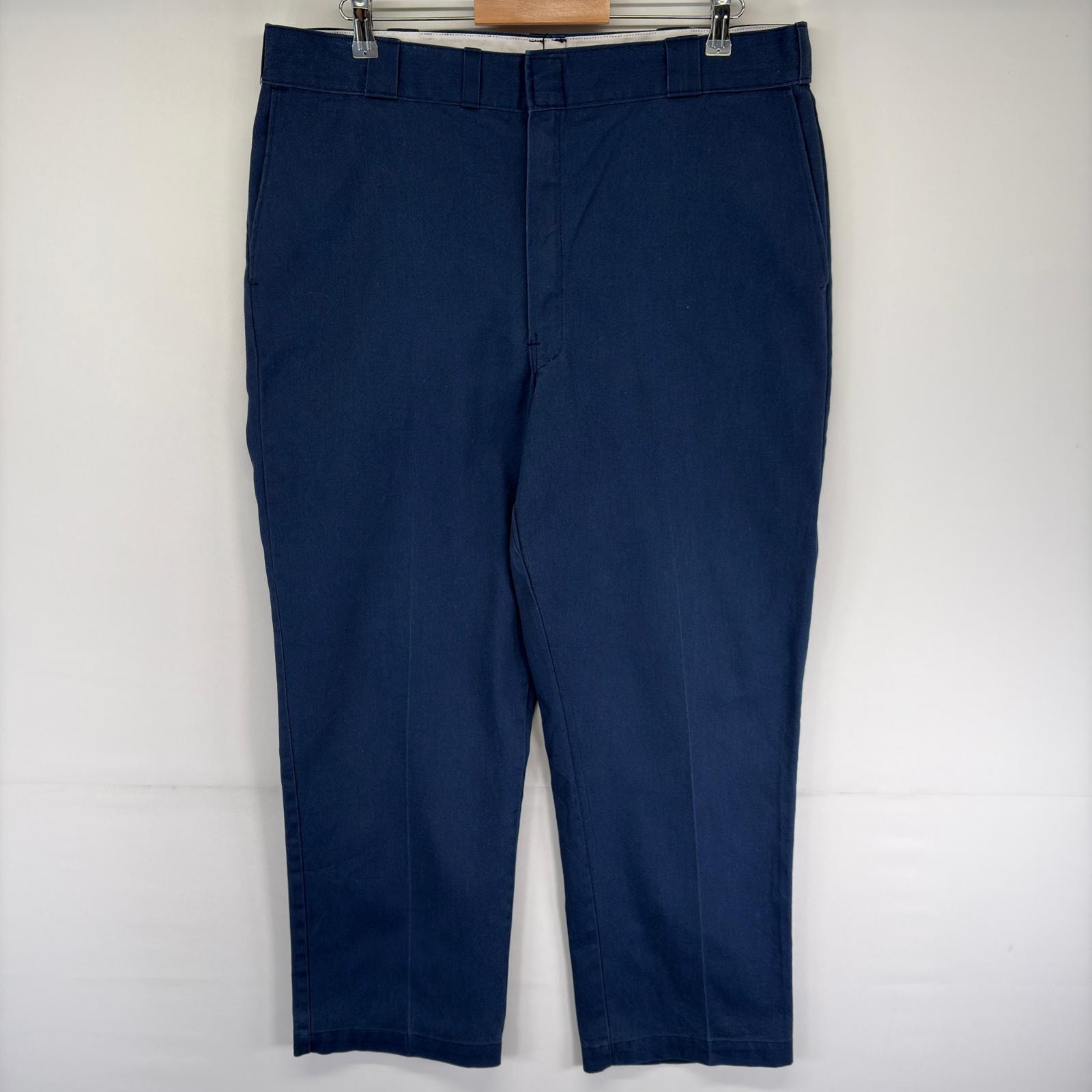 古着 80's/80年代 ヴィンテージ ディッキーズ Dickies USA製 パンツ チノパン ワーク ジップ チビタグ w40 L30  ネイビー系 メンズ