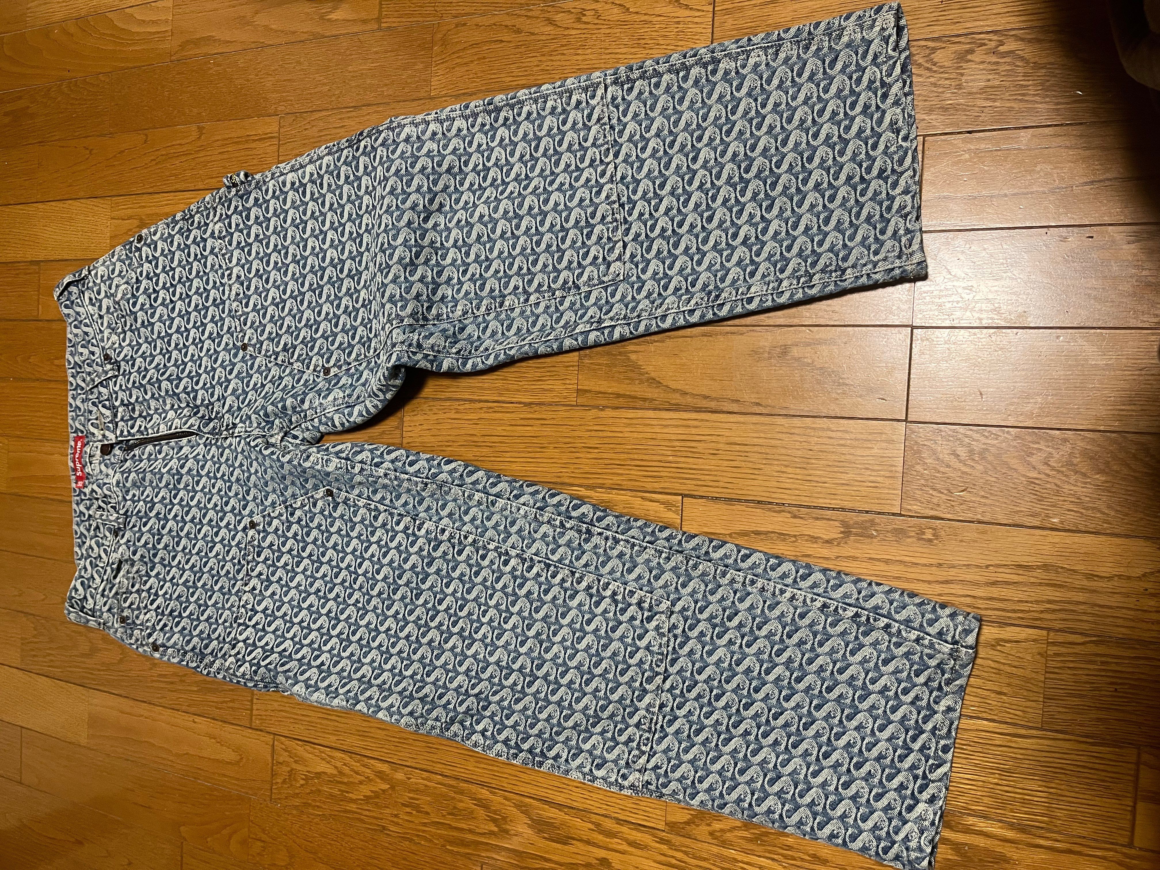 Supreme Monogram Double Knee Denim Painter Pant "Blue"
