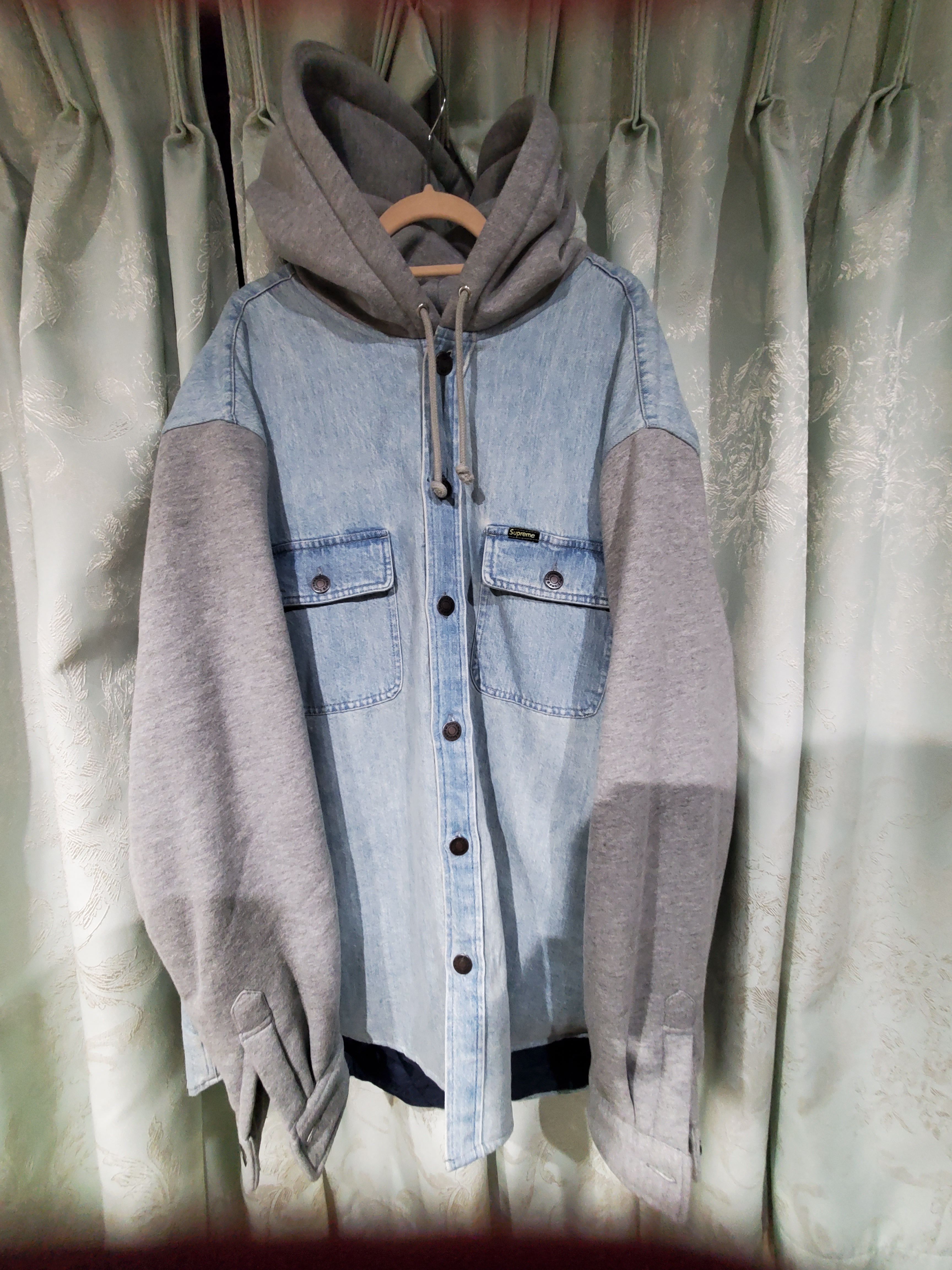 Supreme Fleece Hooded Denim Shirt "Blue"