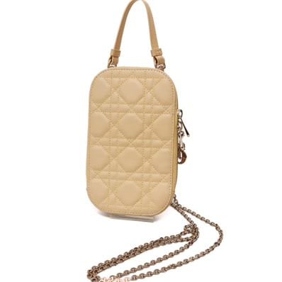 Dior Lady Dior Phone Holder Cannage Lambskin Japan Exclusive "Pastel Yellow"