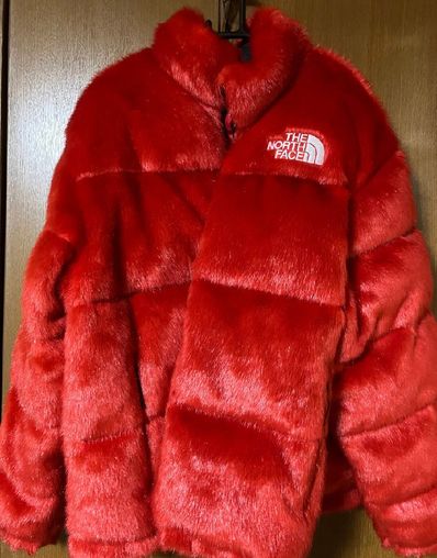Supreme x The North Face Faux Fur Nuptse Jacket "Red"