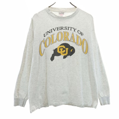 ONEITA オニータ 90s USA製 オールド コピーライト カレッジプリント 長袖 シングルステッチ Tシャツ L ロンT POWER-T コロラド大学