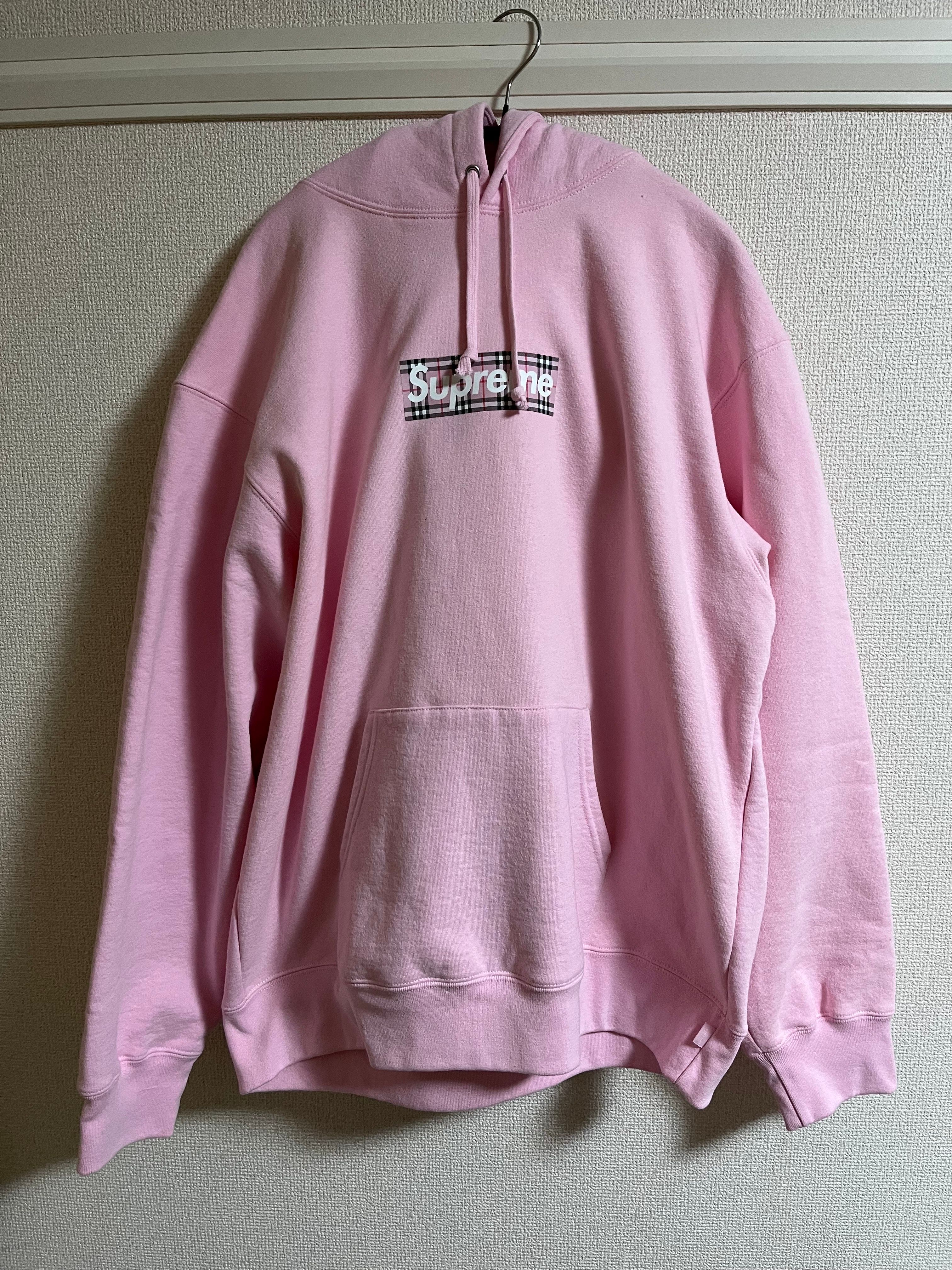Supreme / Burberry Box Logo Hooded Sweatshirt "Pink"