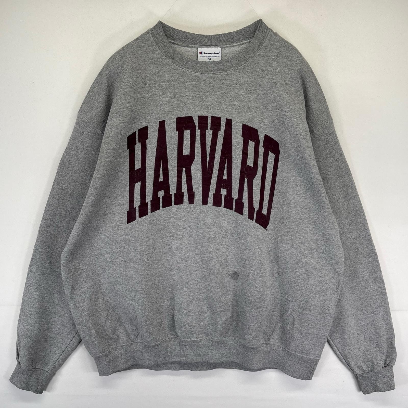 古着 チャンピオン Champion スウェット カレッジロゴ プリント ハーバード プルオーバー 2XL  グレー系 メンズ