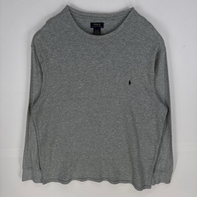 古着 ポロ・ラルフローレン POLO RALPH LAUREN 長袖Tシャツ 刺繍ロゴ クルーネック ワンポイント 3XL グレー系 メンズ
