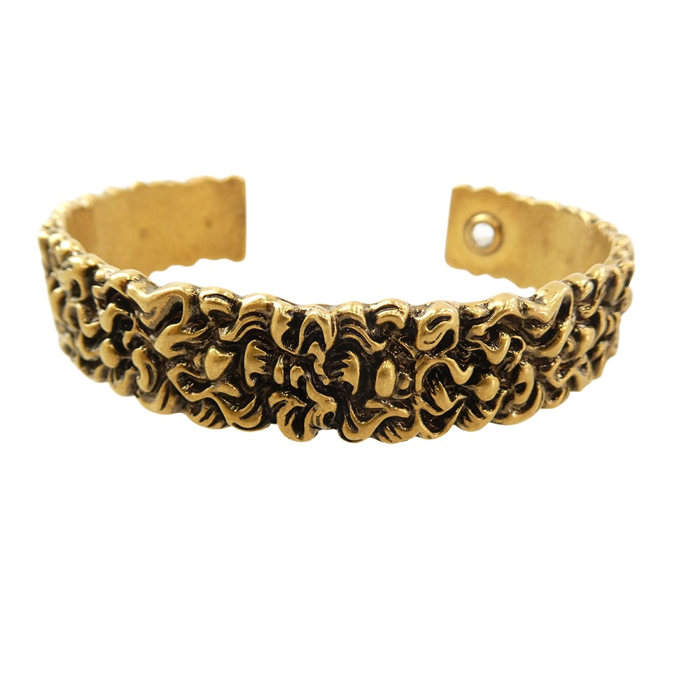 GUCCI グッチ ブレスレット ライオン たてがみモチーフ バングル ゴールド系 L【中古】