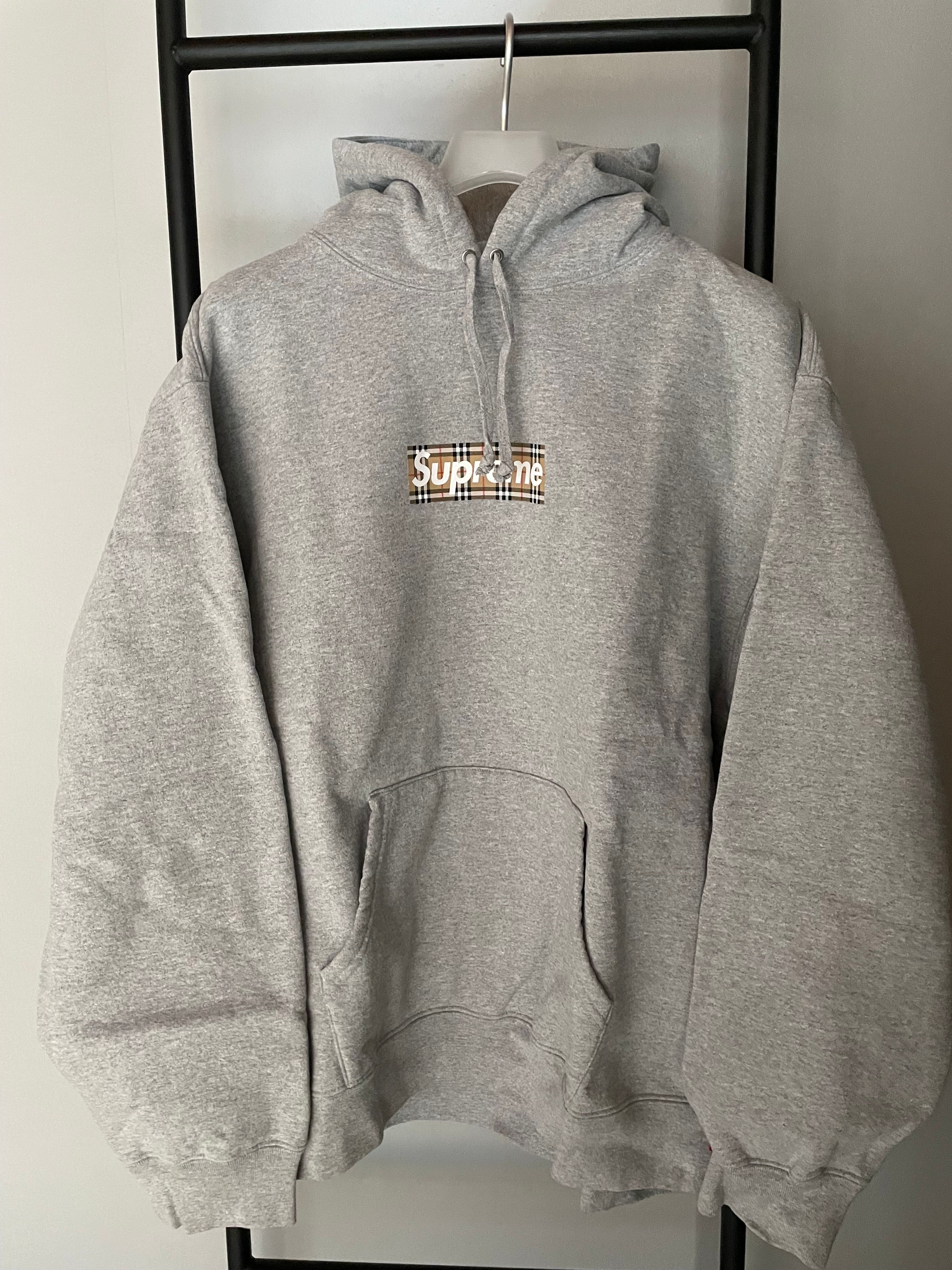 Supreme / Burberry Box Logo Hooded Sweatshirt "Heather Grey"