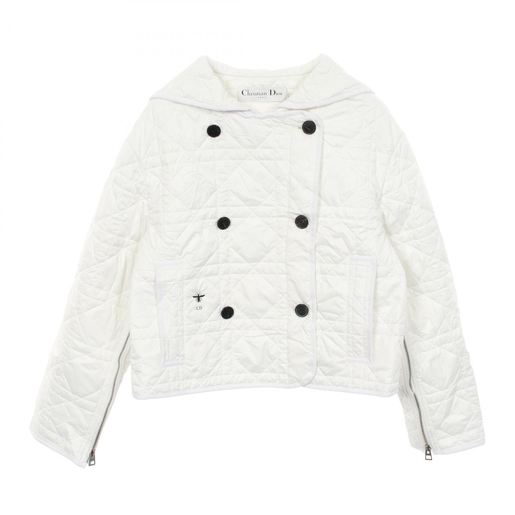 ディオール Dior BEE刺繍 カナージュ ブルゾン 衣料品 アウター ポリエステル レディース ホワイト系 【中古】