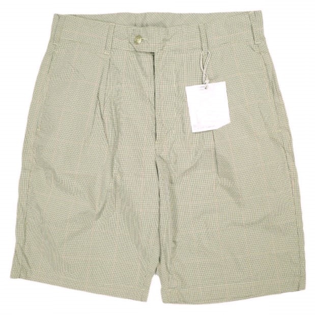 新品 Engineered Garments エンジニアードガーメンツ Sunset Short - Nyco Mini Tattersall サンセットショーツ ナイロンコットン ミニタッタ―ソール S Khaki チェック 1タック ショートパンツ