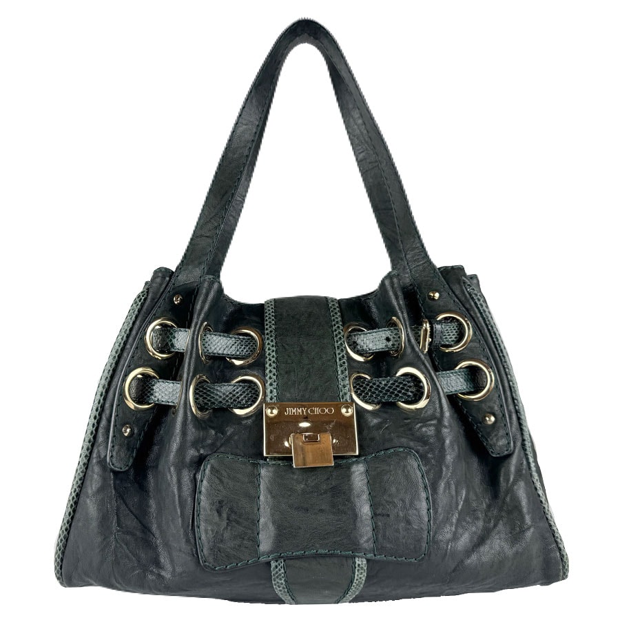 ジミーチュウ JIMMY CHOO ショルダーバッグ レザー ダークグリーン レディース【中古】 z8915