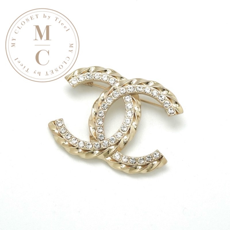 シャネル CHANEL ブローチ コサージュ ゴールド ココマーク ラインストーン