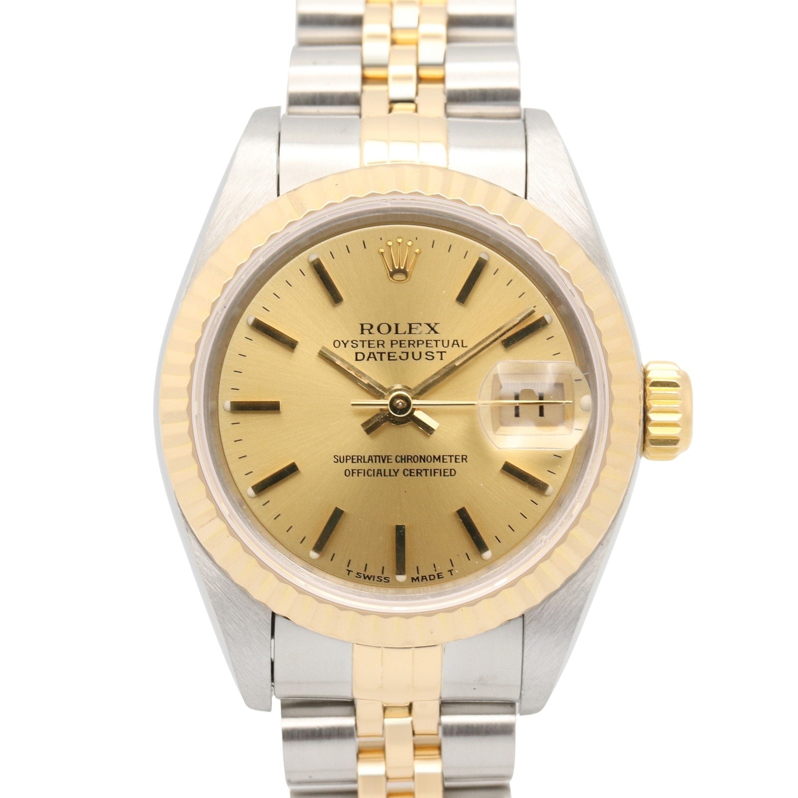 ロレックス ROLEX デイトジャスト S番 腕時計 時計 K18(イエローゴールド) ステンレススチール レディース ゴールド系 シャンパン/バー 69173 【中古】