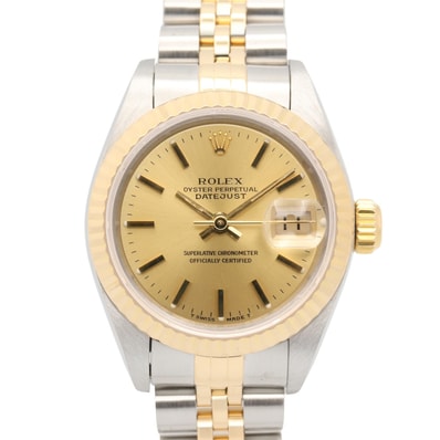 ロレックス ROLEX デイトジャスト S番 腕時計 時計 K18(イエローゴールド) ステンレススチール レディース ゴールド系 シャンパン/バー 69173 【中古】