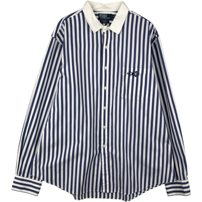 古着 ラルフローレン Ralph Lauren POLO by Ralph Lauren PHODES CUSTOM FIT ストライプ柄 クレリックシャツ メンズXXL相当/eaa606773