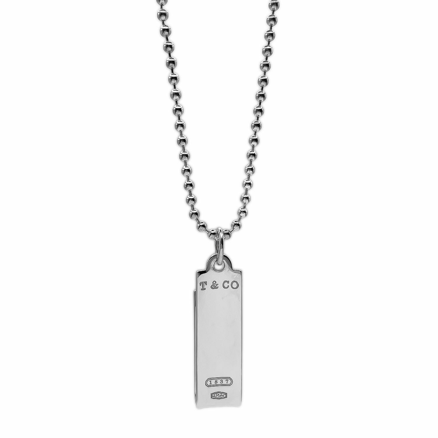 TIFFANY&Co. ティファニー 1837 マネークリップ ネックレス
 ペンダント ボールチェーン SV925 シルバー 新品仕上済 メンズ
 【中古】