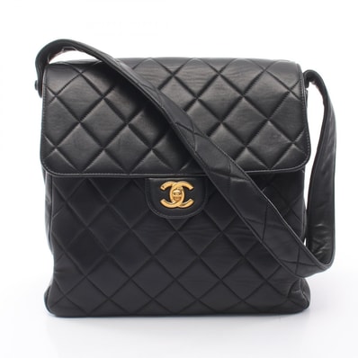シャネル CHANEL マトラッセ Wフェイス ショルダーバッグ バッグ ラムスキン(羊革) レディース ブラック系 【中古】