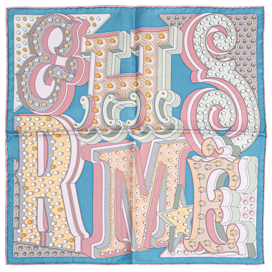 HERMES エルメス ガヴロッシュHermes Electrique エルメス エレクトリック 893029S 14 スカーフ カレ45 2021AW ブルー ピンク【中古】