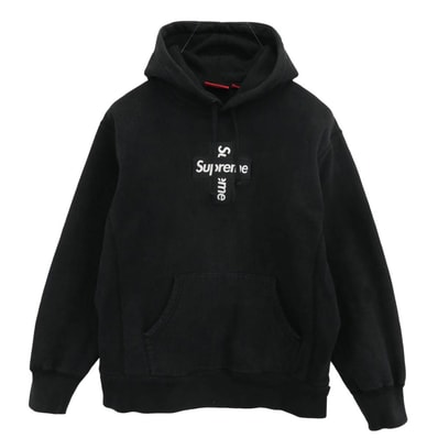Supreme シュプリーム パーカー Cross Box Logo Hoodie クロスボックス ロゴ フーディー プルオーバー パーカー スウェットシャツ ブラック系 M【中古】
