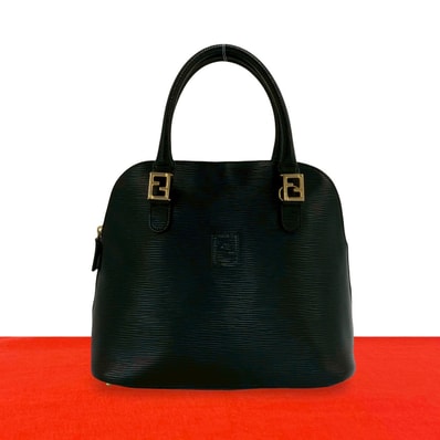 FENDI フェンディ FF ロゴ 金具 刻印 レザー ハンドバッグ ブラック
31292