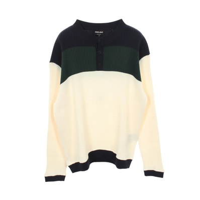 ジョルジオアルマーニ GIORGIO ARMANI ヘンリーネック ニット 衣料品 トップス コットン メンズ アイボリー系 / ネイビー系 / グリーン系 【中古】