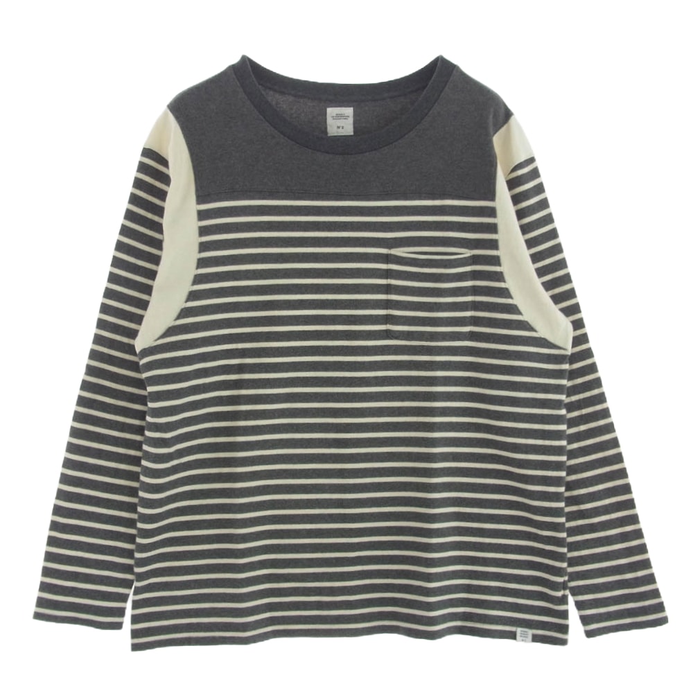 BEDWIN & THE HEARTBREAKERS ベドウィンアンドザハートブレイカーズ カットソー ボーダー ロングスリーブ カットソー 長袖 グレー系 オフホワイト系【中古】