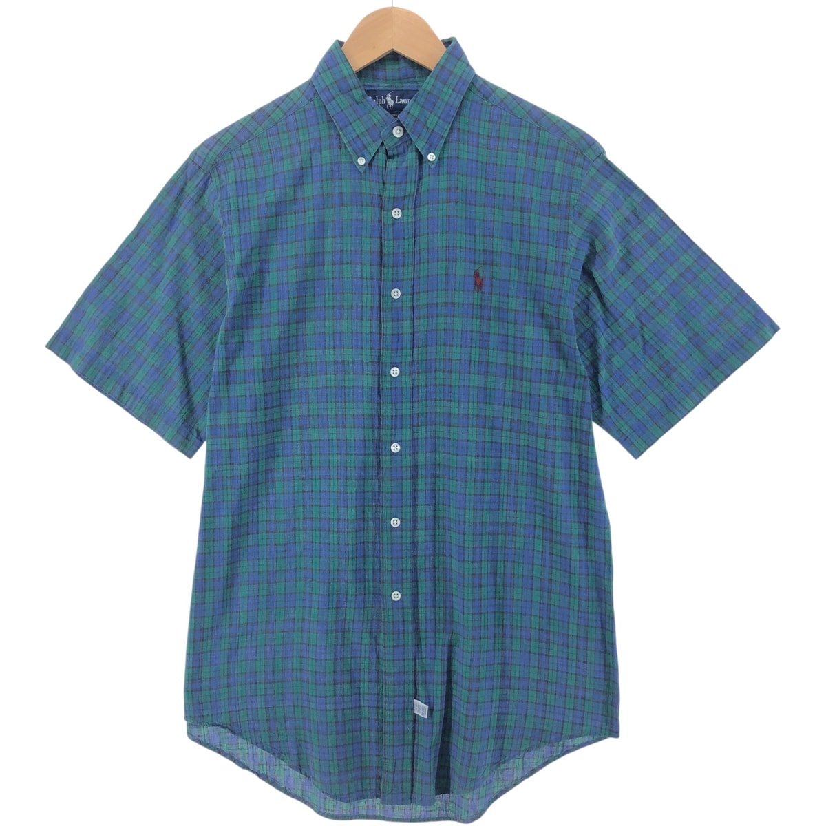 古着 ラルフローレン Ralph Lauren POLO by Ralph Lauren 半袖 ボタンダウン チェックシャツ メンズM相当/eaa532292