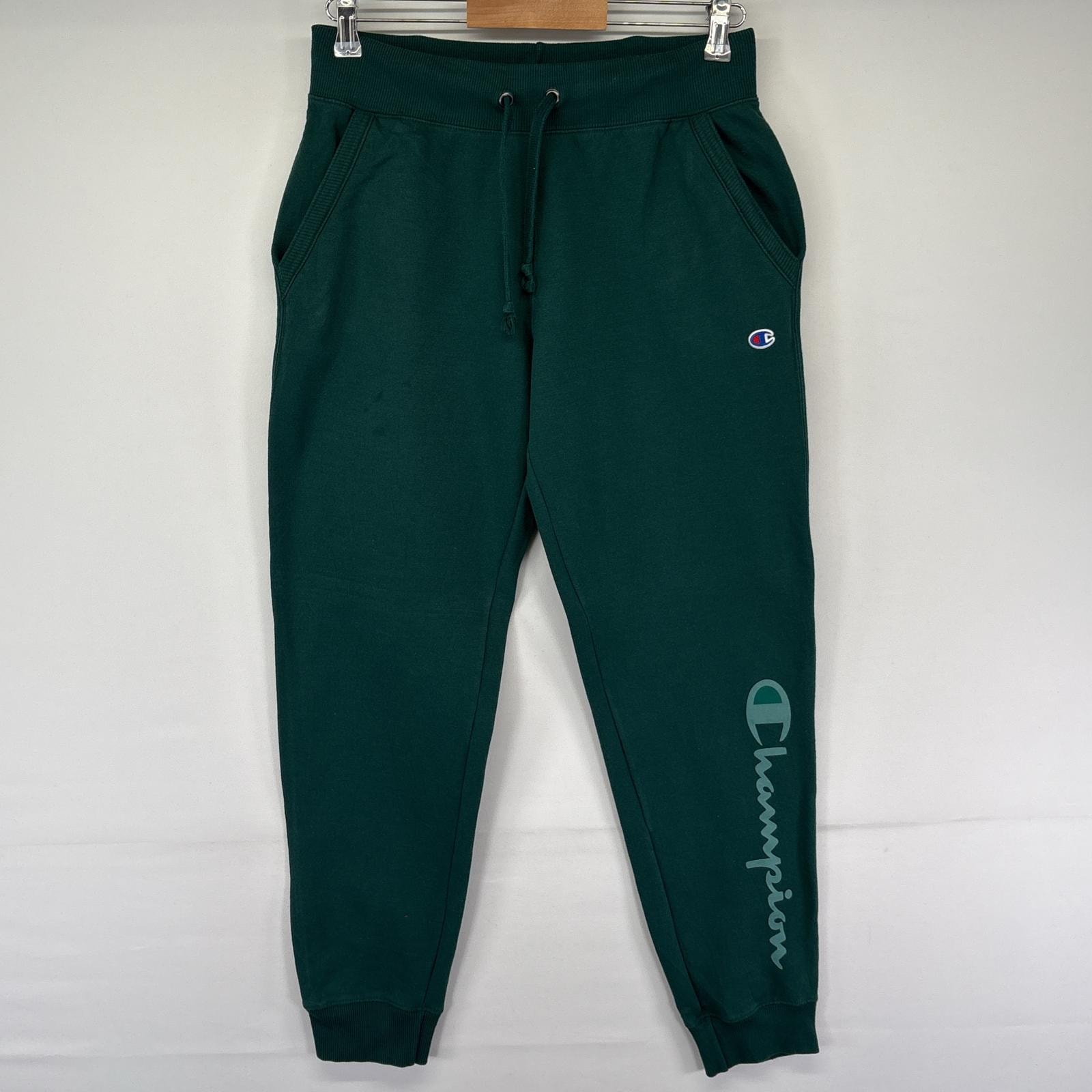 古着 チャンピオン Champion スウェットパンツ ロゴワッペン プリント イージーパンツ スポーツ M  グリーン メンズ