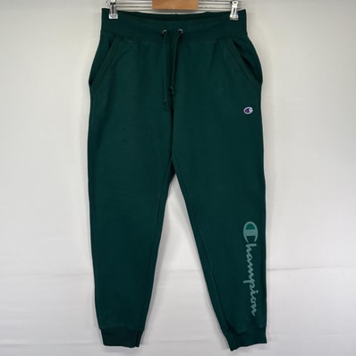古着 チャンピオン Champion スウェットパンツ ロゴワッペン プリント イージーパンツ スポーツ M グリーン メンズ