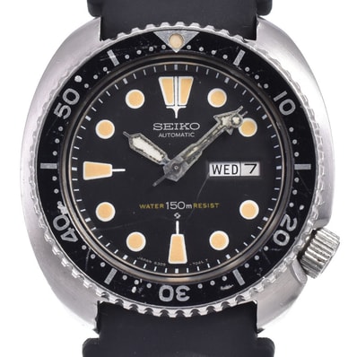 訳あり セイコー SEIKO 6309-7040 3rd ダイバー 150m Cal.6309A ブラック 自動巻き メンズ 腕時計 Q#147504