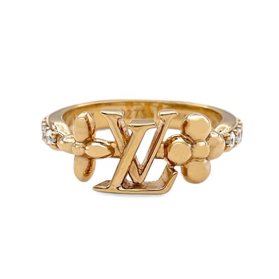 LOUIS VUITTON ルイ・ヴィトン LV アイコニック リング・指輪 モノグラム M1461X メタル ラインストーン XS 7819 ゴールド レディース 【中古】
