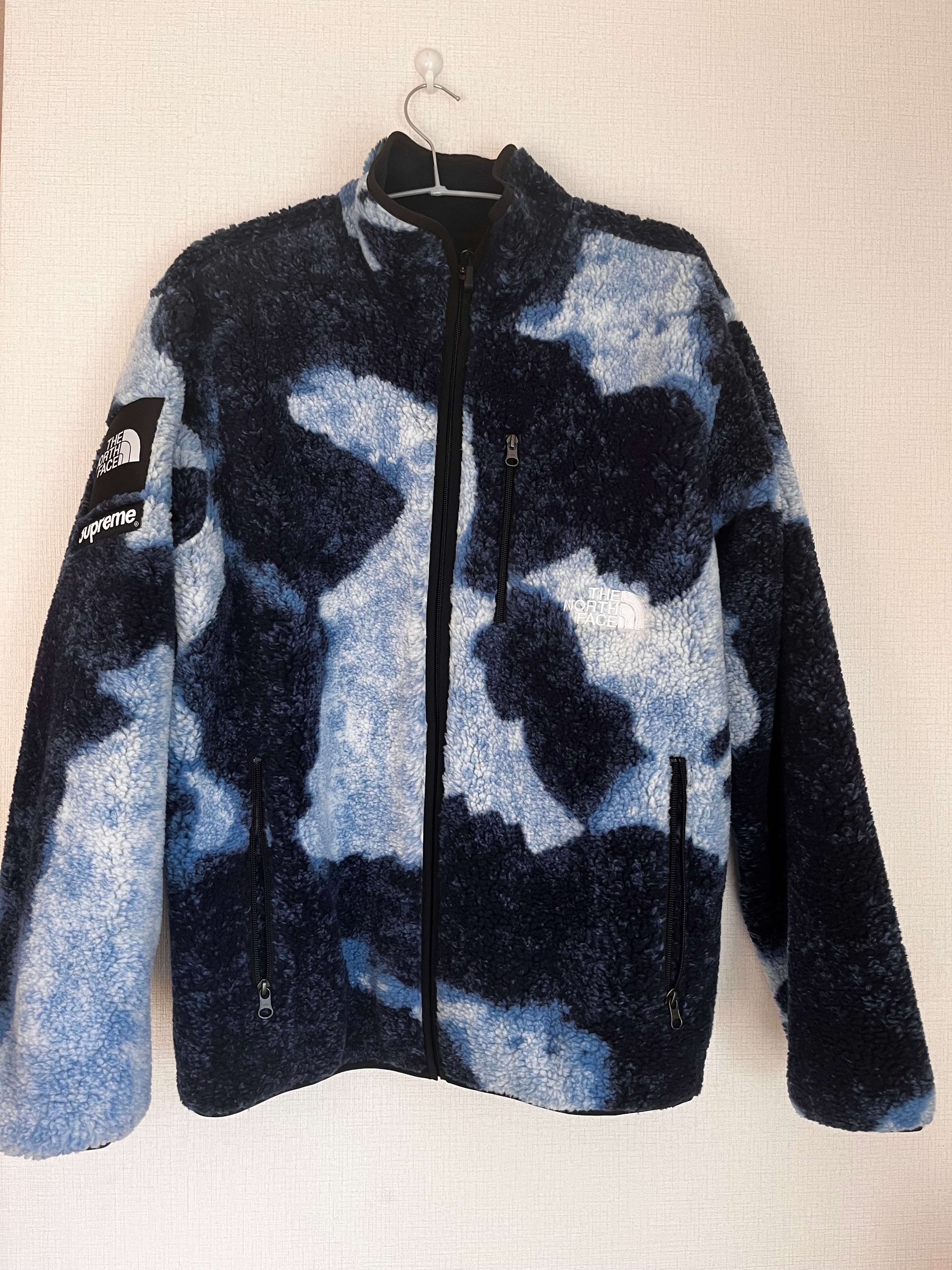 Supreme x The North Face Bleached Denim Print Fleece Jacket "Indigo"