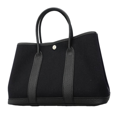★SALE【6fb3223】エルメス トートバッグ ガーデンパーティTPM トワルミリタリー ブラック シルバー金具 B刻印【中古】レディース