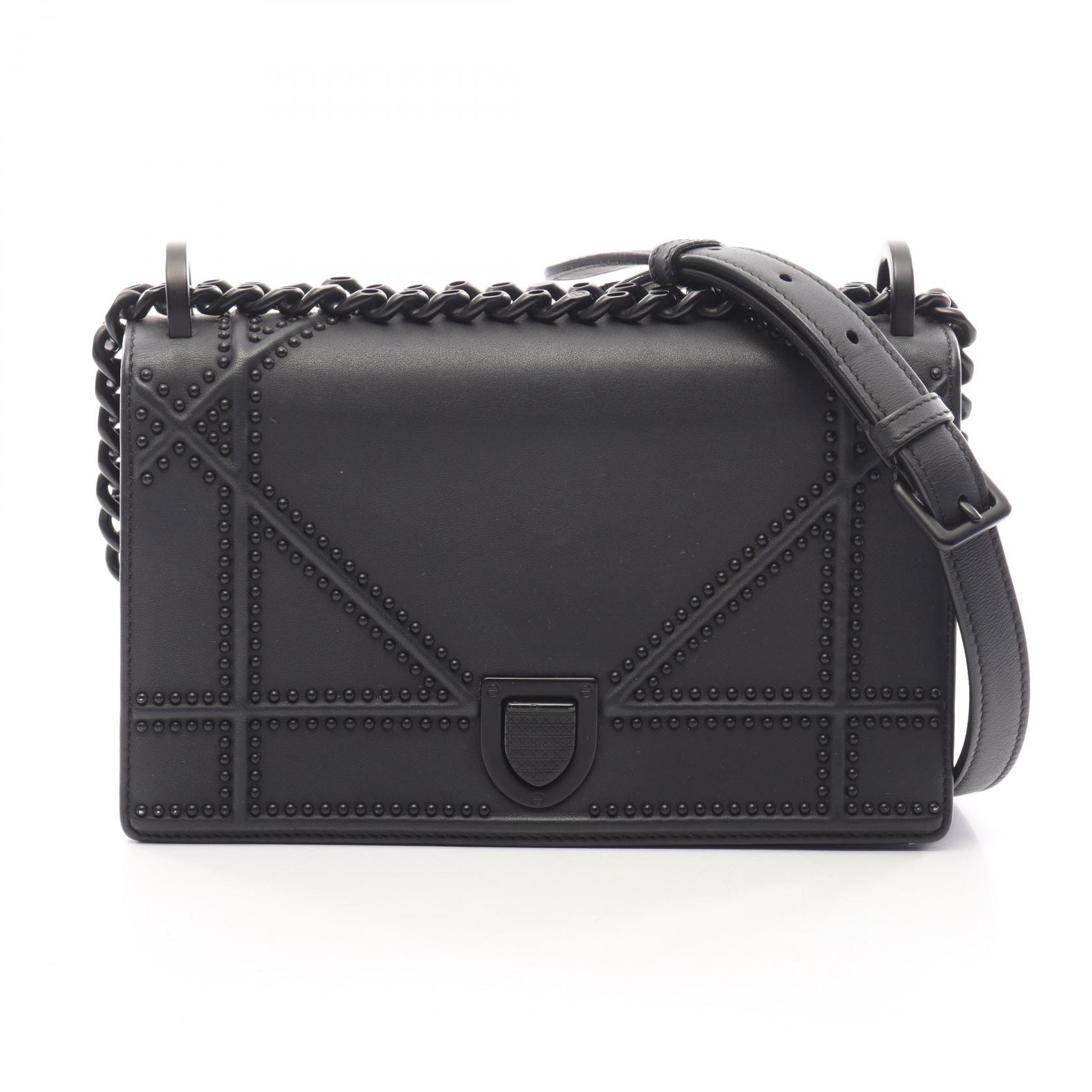 ディオール Dior ディオラマ スモール スタッズ ショルダーバッグ バッグ レザー レディース ブラック系 【中古】