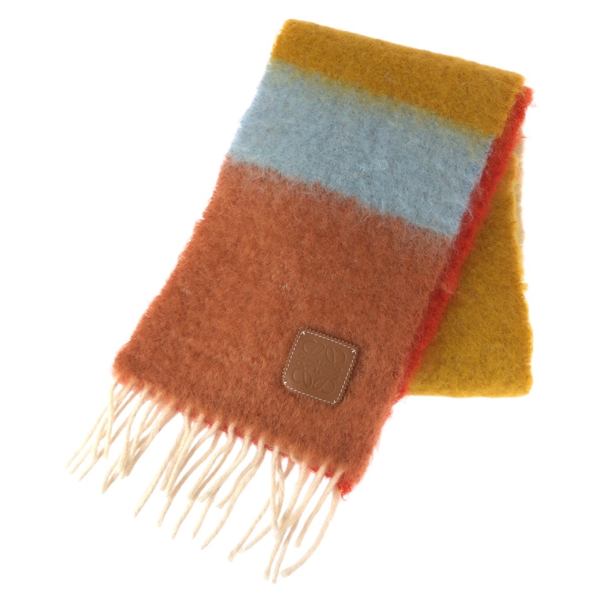 美品 LOEWE ロエベ アナグラム マルチカラー ウール モヘア/ マフラー ストール 男女兼用 604517 【中古】